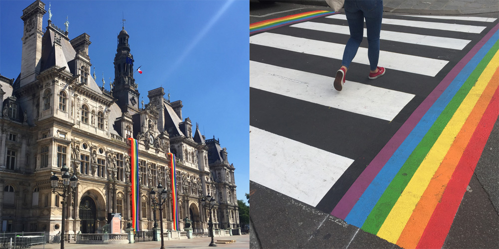 Arc-en-ciel à l'Hôtel de Ville et Passage-Piétons