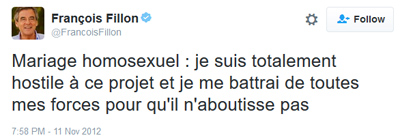 Tweet de François Fillon / 11 nov. 2012