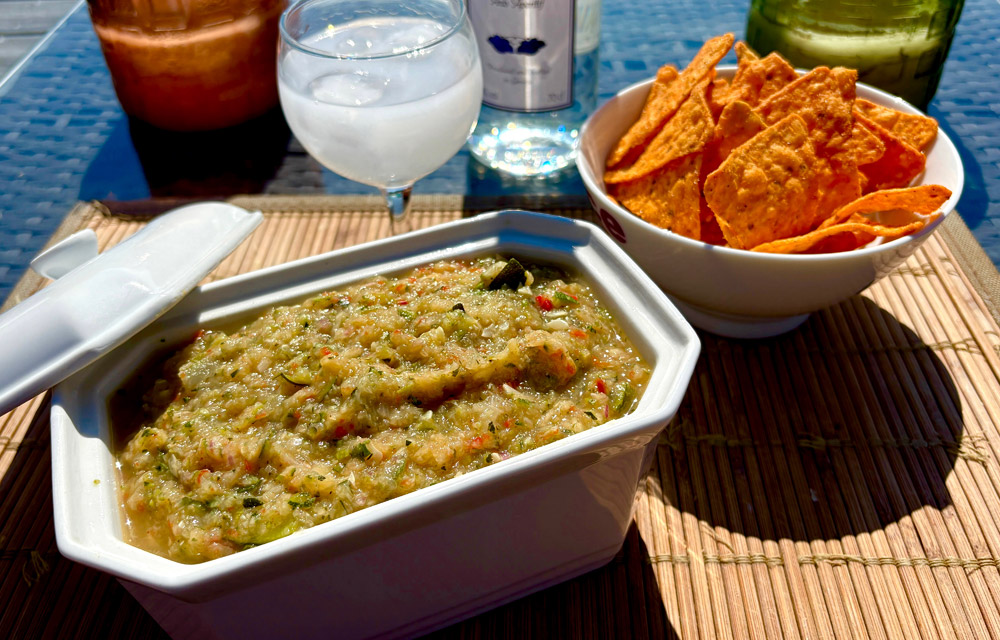 Calabamole + doritos + verre d'ouzo